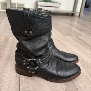 Frye 77925 Vintage Harness Black Ankle Boots 7B Leather Pull On
